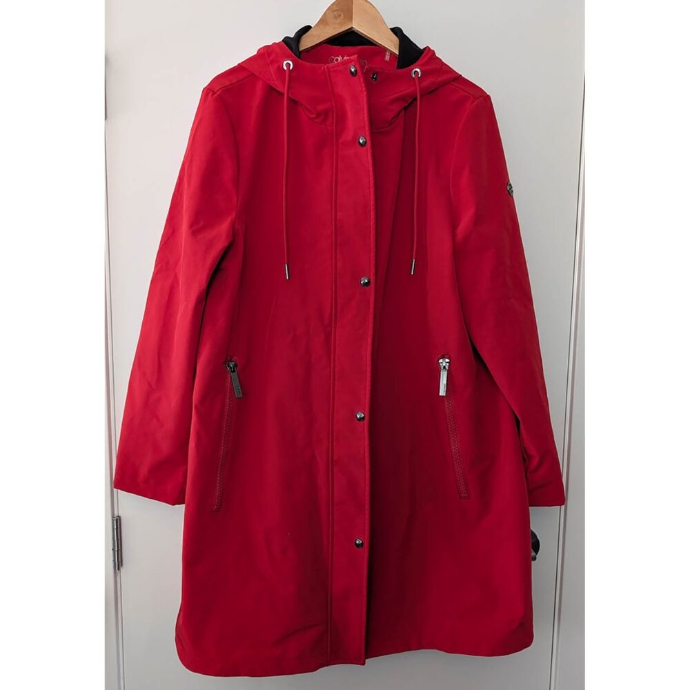 Calvin Klein Red Hooded Raincoat